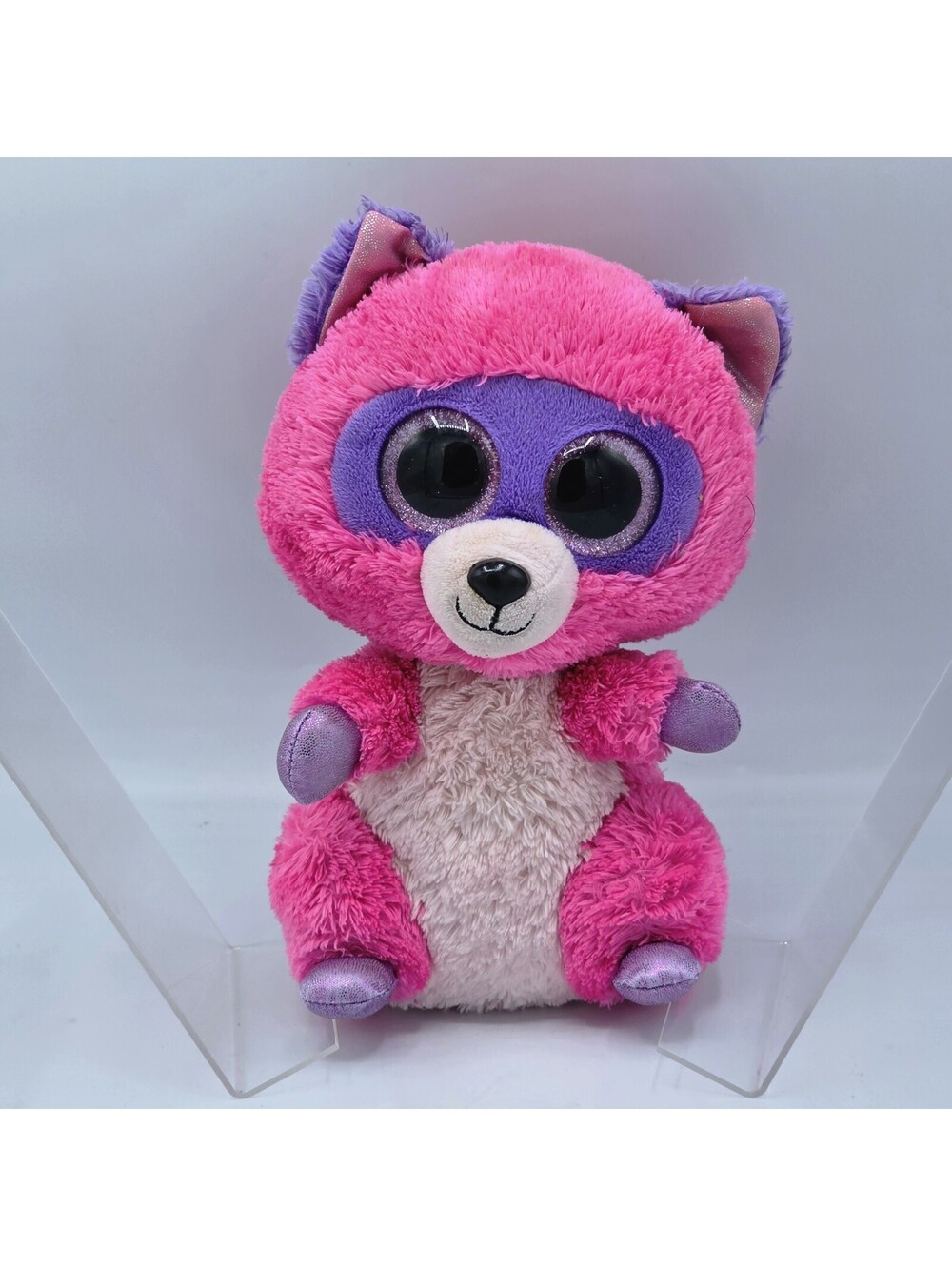 TY Beanie Boos Roxie Raccoon 10" Pink Purple Soft Cuddly Plush Stuffed Animal